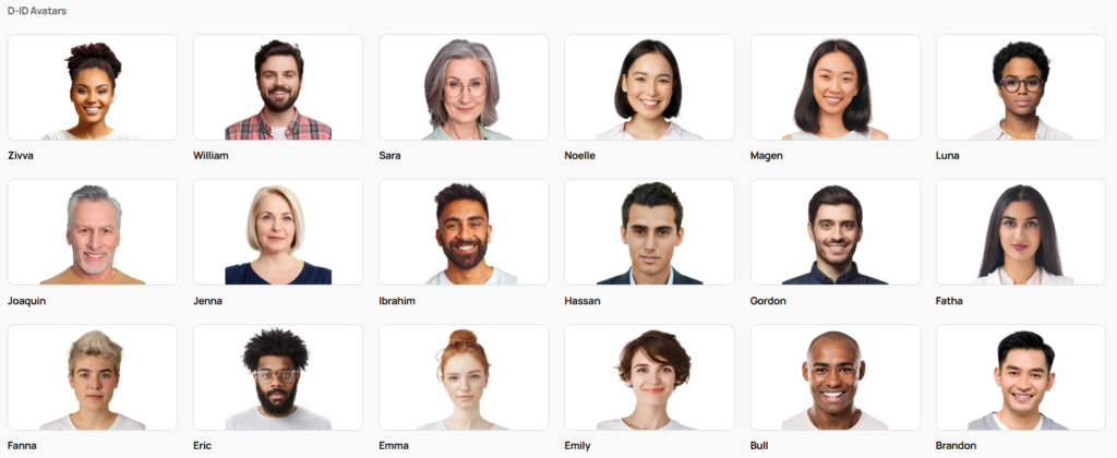 Digital Content Creation For Businesses avtars d-id