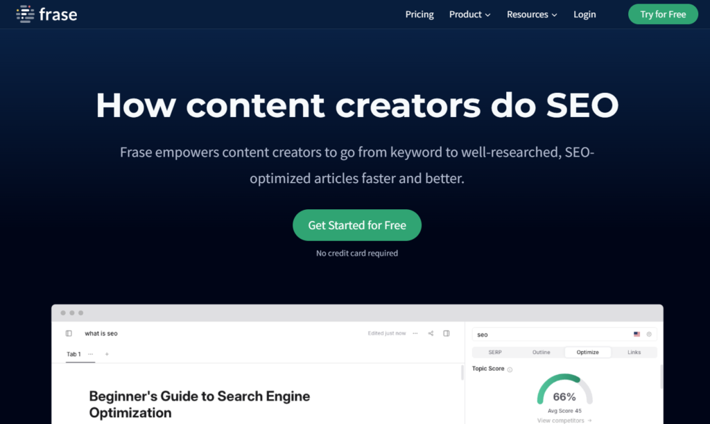 frase ai content strategy tool
