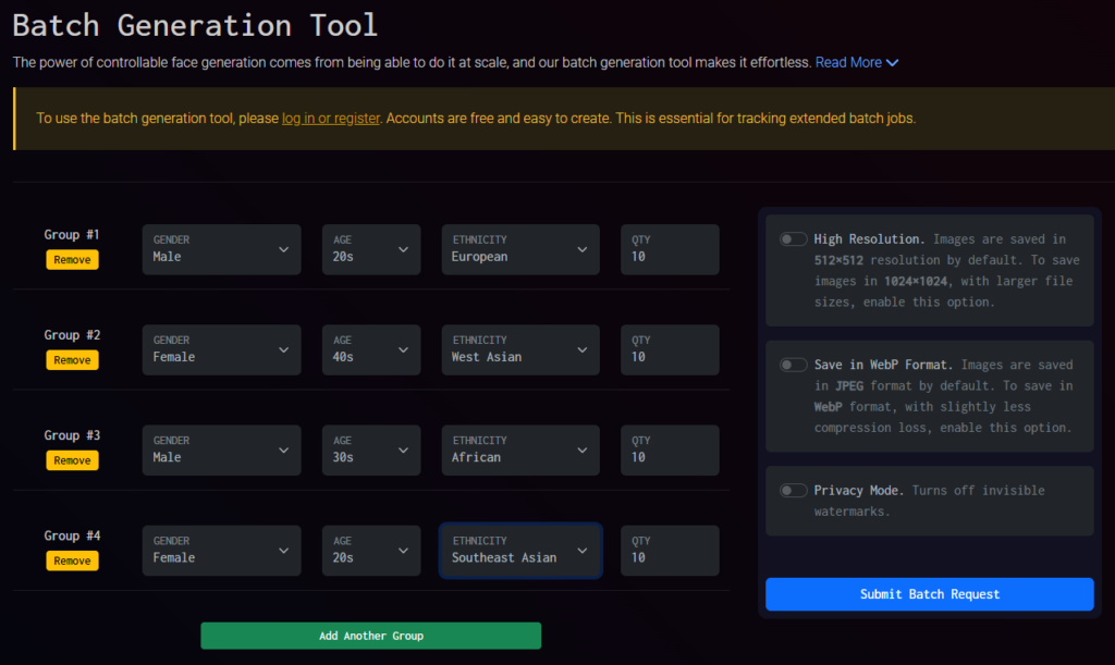 FaceStudio Batch feature tool